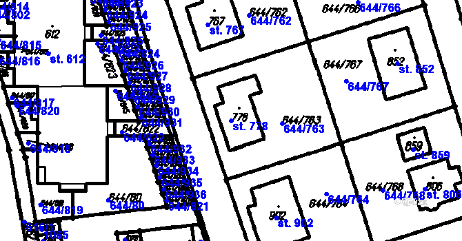Parcela st. 778 v KÚ Vestec u Prahy, Katastrální mapa