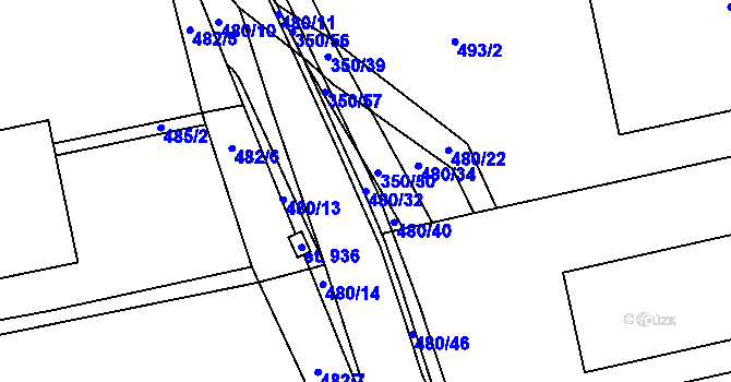 Parcela st. 480/32 v KÚ Vestec u Prahy, Katastrální mapa