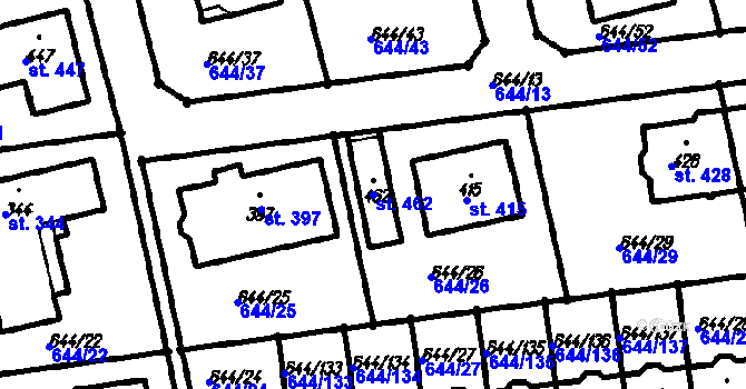 Parcela st. 462 v KÚ Vestec u Prahy, Katastrální mapa