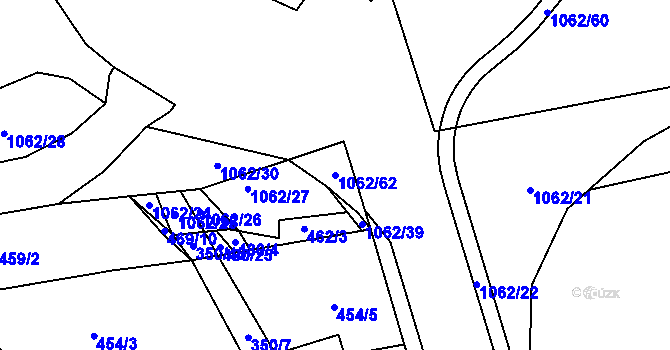 Parcela st. 1062/62 v KÚ Vestec u Prahy, Katastrální mapa