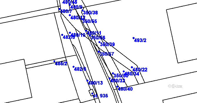 Parcela st. 350/57 v KÚ Vestec u Prahy, Katastrální mapa