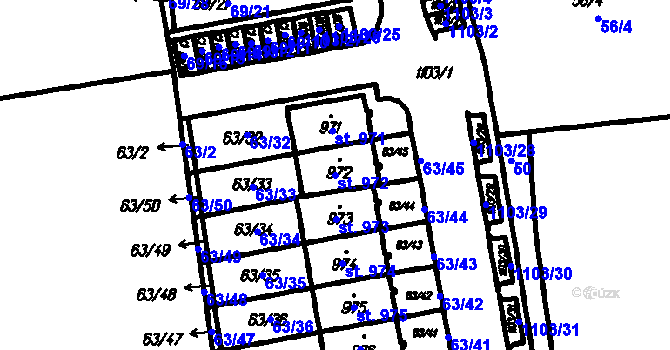 Parcela st. 972 v KÚ Vestec u Prahy, Katastrální mapa