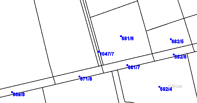 Parcela st. 1047/7 v KÚ Vestec u Prahy, Katastrální mapa