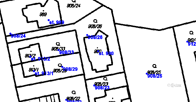 Parcela st. 990 v KÚ Vestec u Prahy, Katastrální mapa