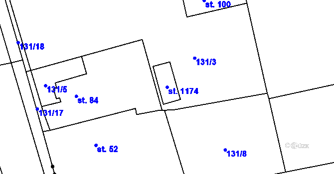 Parcela st. 1174 v KÚ Vestec u Prahy, Katastrální mapa