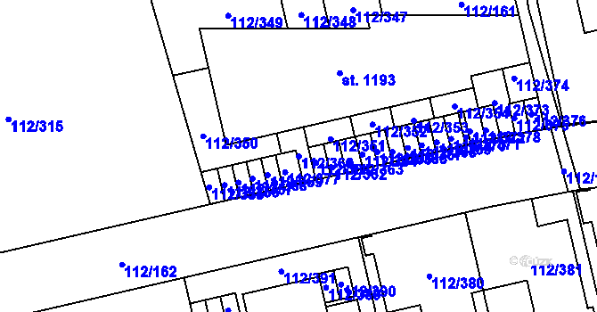 Parcela st. 112/360 v KÚ Vestec u Prahy, Katastrální mapa