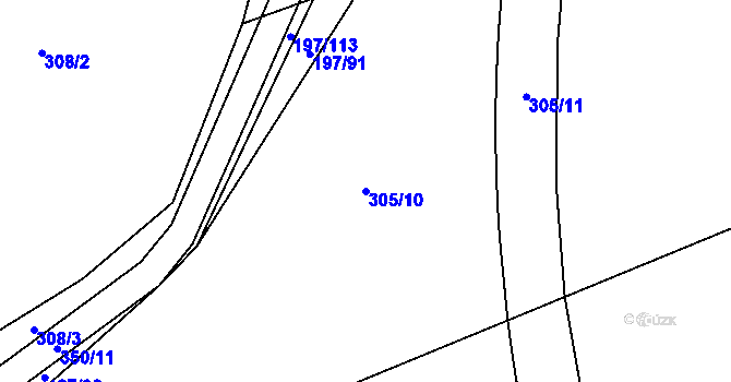 Parcela st. 305/10 v KÚ Vestec u Prahy, Katastrální mapa