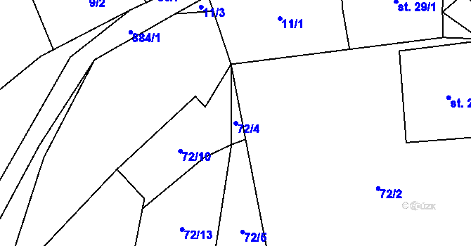 Parcela st. 72/4 v KÚ Bolešín, Katastrální mapa