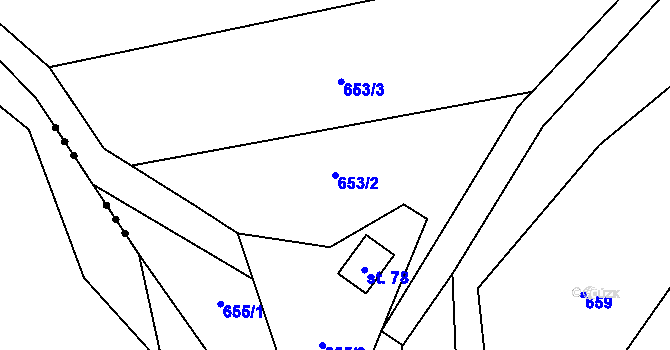 Parcela st. 653/2 v KÚ Bolešín, Katastrální mapa