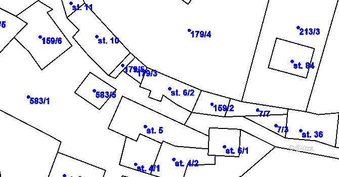 Parcela st. 6/2 v KÚ Věstín, Katastrální mapa