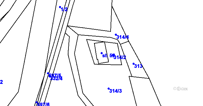 Parcela st. 52 v KÚ Věstínek, Katastrální mapa