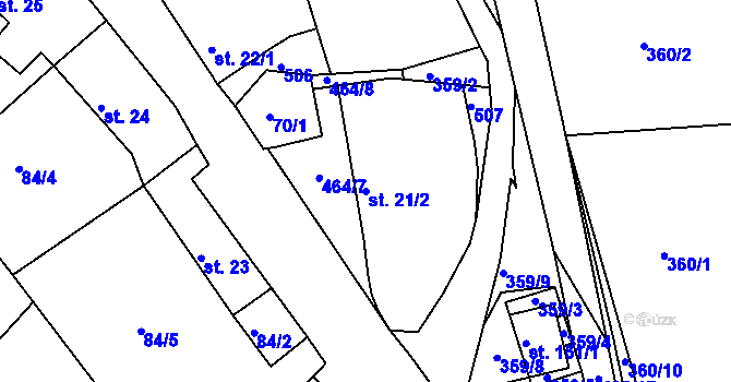 Parcela st. 21/2 v KÚ Buková u Rožmitálu pod Třemšínem, Katastrální mapa