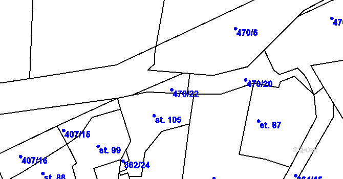 Parcela st. 470/22 v KÚ Buková u Rožmitálu pod Třemšínem, Katastrální mapa
