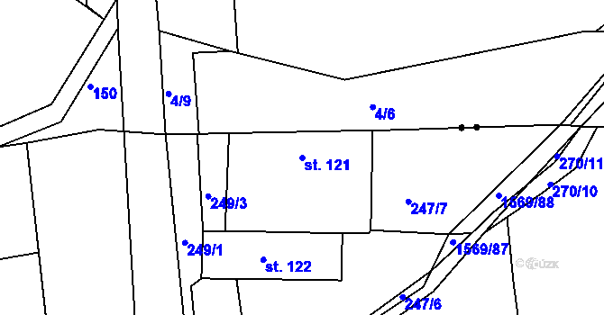 Parcela st. 121 v KÚ Věšín, Katastrální mapa