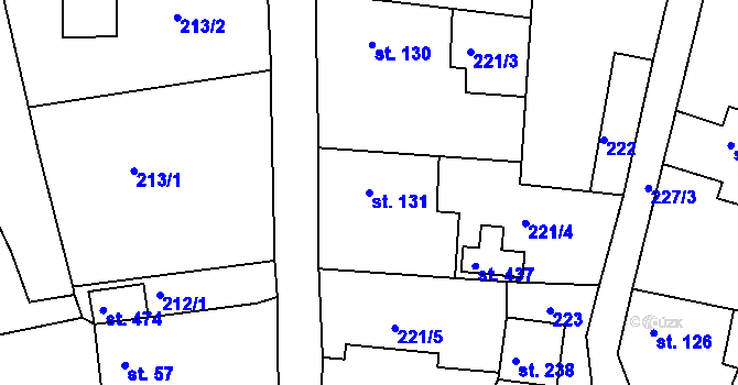 Parcela st. 131 v KÚ Věšín, Katastrální mapa