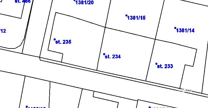 Parcela st. 234 v KÚ Věšín, Katastrální mapa