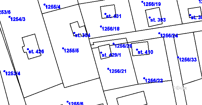 Parcela st. 429/1 v KÚ Věšín, Katastrální mapa