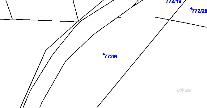 Parcela st. 772/9 v KÚ Věšín, Katastrální mapa
