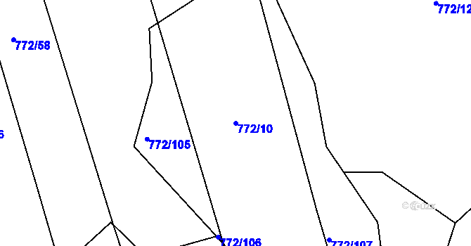 Parcela st. 772/10 v KÚ Věšín, Katastrální mapa