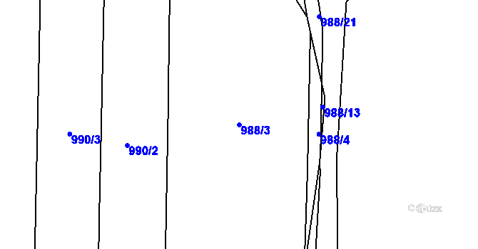 Parcela st. 988/3 v KÚ Věšín, Katastrální mapa