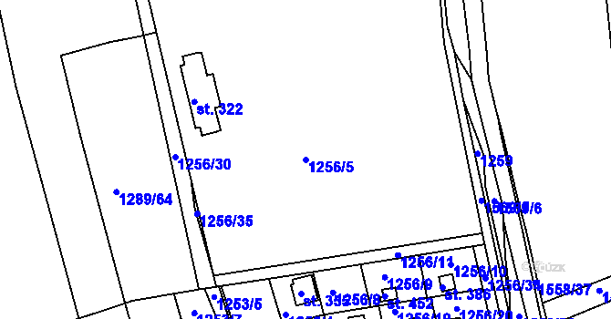 Parcela st. 1256/5 v KÚ Věšín, Katastrální mapa