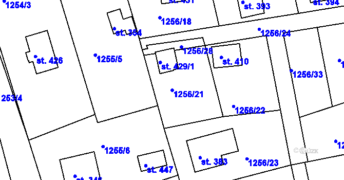 Parcela st. 1256/21 v KÚ Věšín, Katastrální mapa