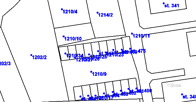 Parcela st. 443 v KÚ Věšín, Katastrální mapa