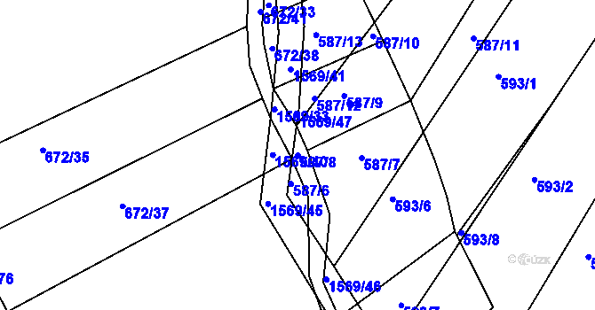 Parcela st. 587/8 v KÚ Věšín, Katastrální mapa