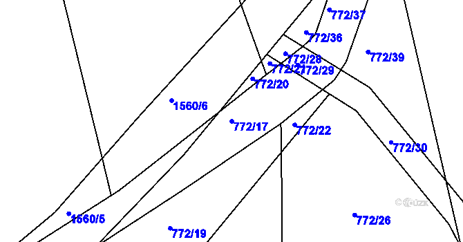 Parcela st. 772/17 v KÚ Věšín, Katastrální mapa