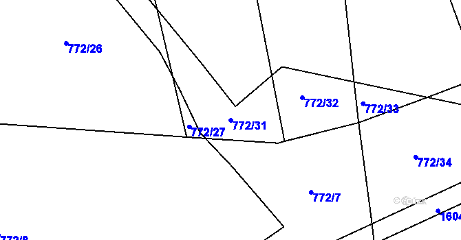 Parcela st. 772/31 v KÚ Věšín, Katastrální mapa