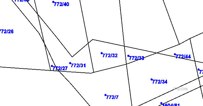 Parcela st. 772/32 v KÚ Věšín, Katastrální mapa