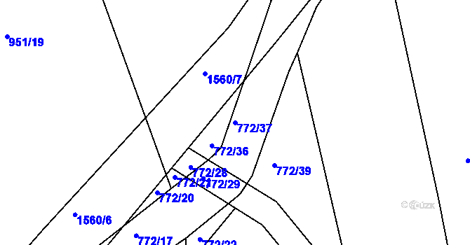 Parcela st. 772/37 v KÚ Věšín, Katastrální mapa