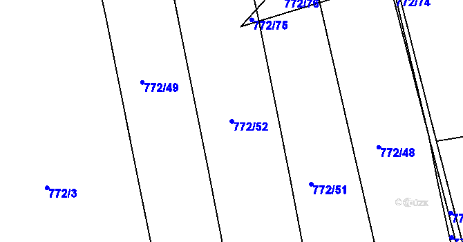 Parcela st. 772/52 v KÚ Věšín, Katastrální mapa