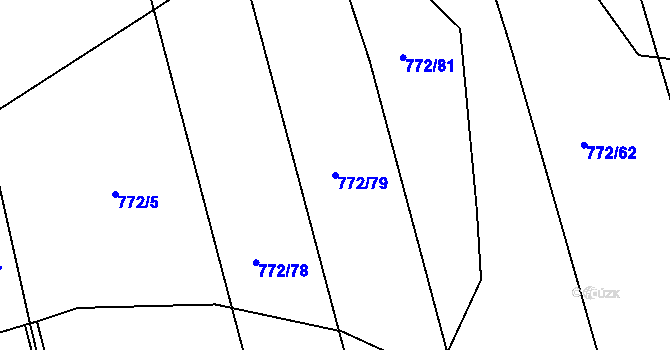 Parcela st. 772/79 v KÚ Věšín, Katastrální mapa