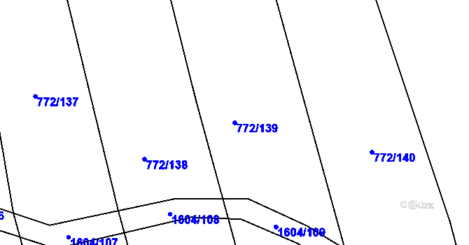 Parcela st. 772/139 v KÚ Věšín, Katastrální mapa
