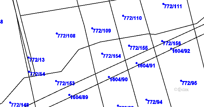 Parcela st. 772/154 v KÚ Věšín, Katastrální mapa
