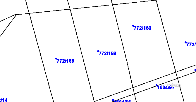 Parcela st. 772/159 v KÚ Věšín, Katastrální mapa