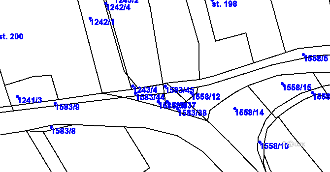 Parcela st. 1583/45 v KÚ Věšín, Katastrální mapa