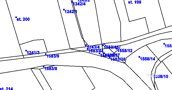 Parcela st. 1243/4 v KÚ Věšín, Katastrální mapa