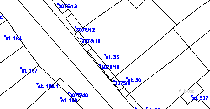 Parcela st. 33 v KÚ Věteřov, Katastrální mapa
