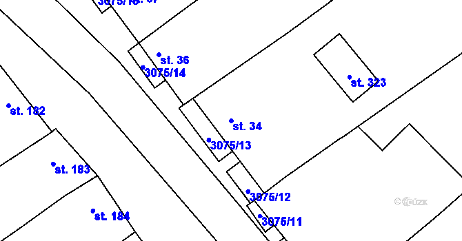 Parcela st. 34 v KÚ Věteřov, Katastrální mapa