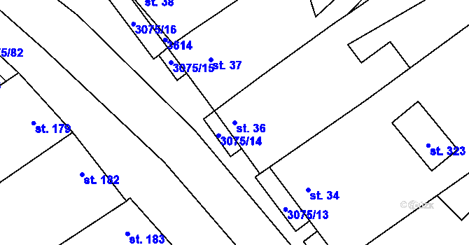 Parcela st. 36 v KÚ Věteřov, Katastrální mapa
