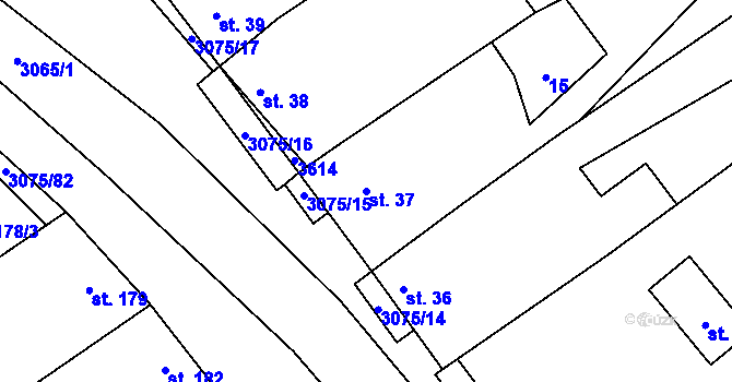 Parcela st. 37 v KÚ Věteřov, Katastrální mapa