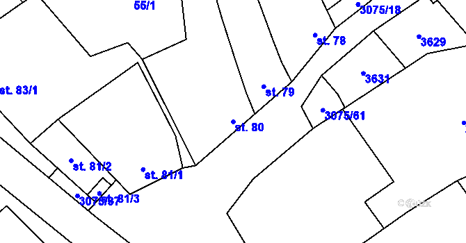 Parcela st. 80 v KÚ Věteřov, Katastrální mapa