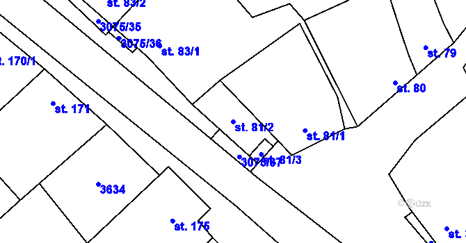 Parcela st. 81/2 v KÚ Věteřov, Katastrální mapa