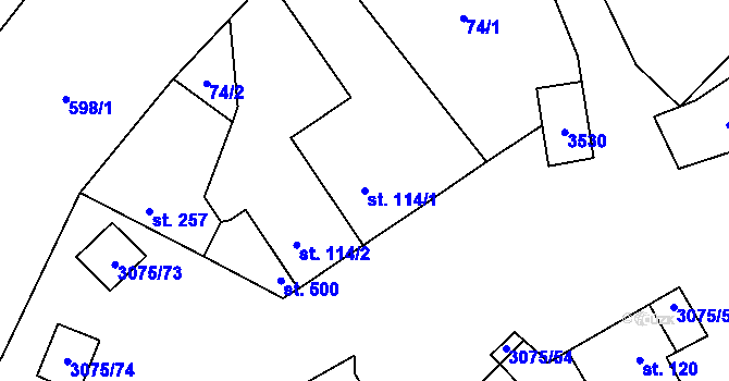 Parcela st. 114/1 v KÚ Věteřov, Katastrální mapa