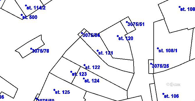 Parcela st. 121 v KÚ Věteřov, Katastrální mapa