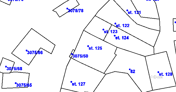 Parcela st. 125 v KÚ Věteřov, Katastrální mapa