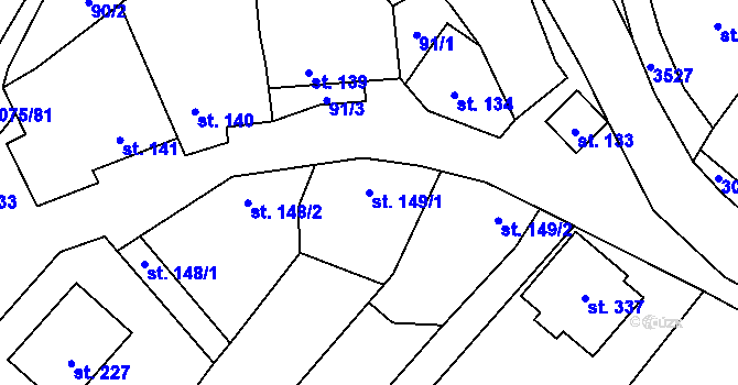 Parcela st. 149/1 v KÚ Věteřov, Katastrální mapa