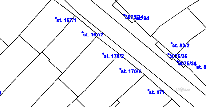 Parcela st. 170/2 v KÚ Věteřov, Katastrální mapa